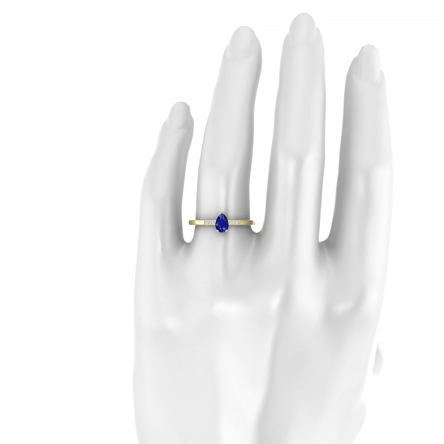 Exquisite | 18k Yellow Gold 6 x 4 mm Pear Sapphire Ring