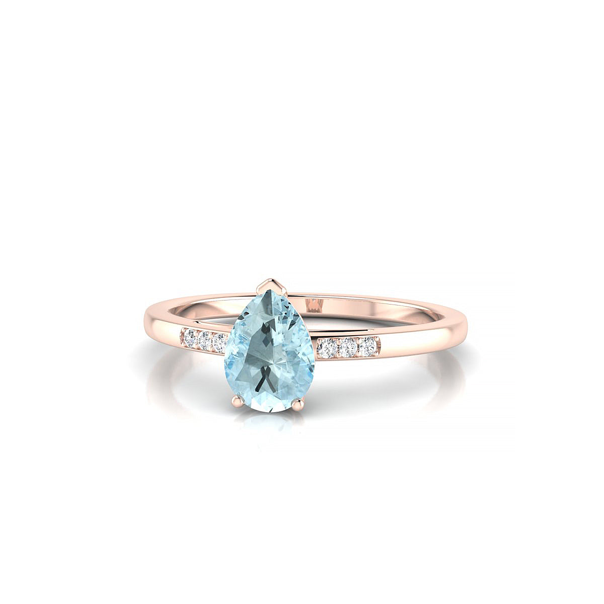Exquisite | 18k Rose Gold 7 x 5 mm Pear Aquamarine Ring