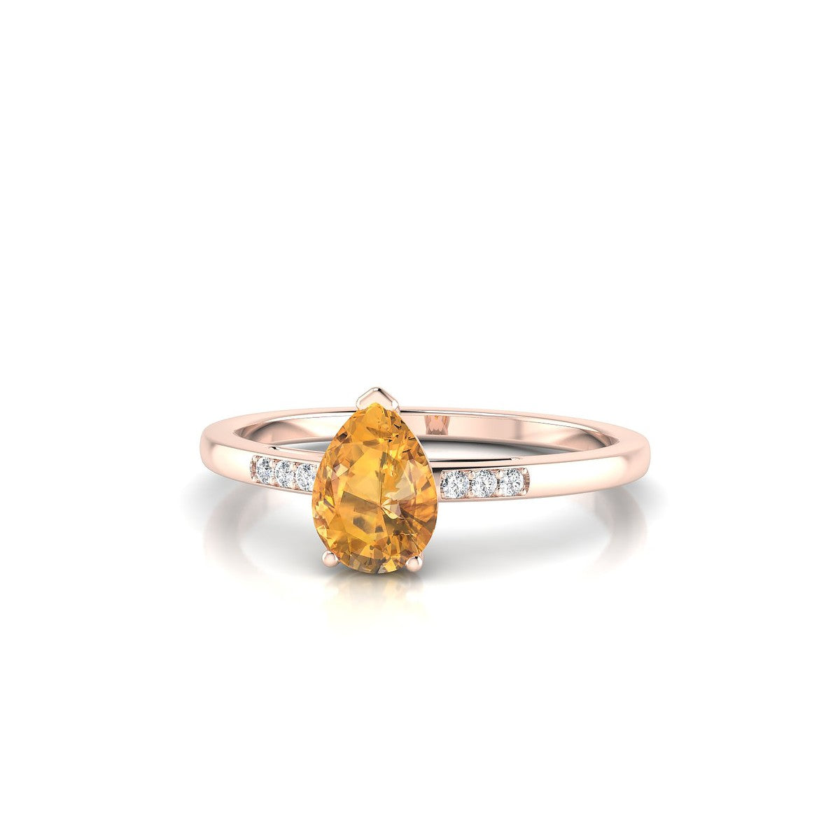 Exquisite | 18k Rose Gold 7 x 5 mm Pear Citrine Ring