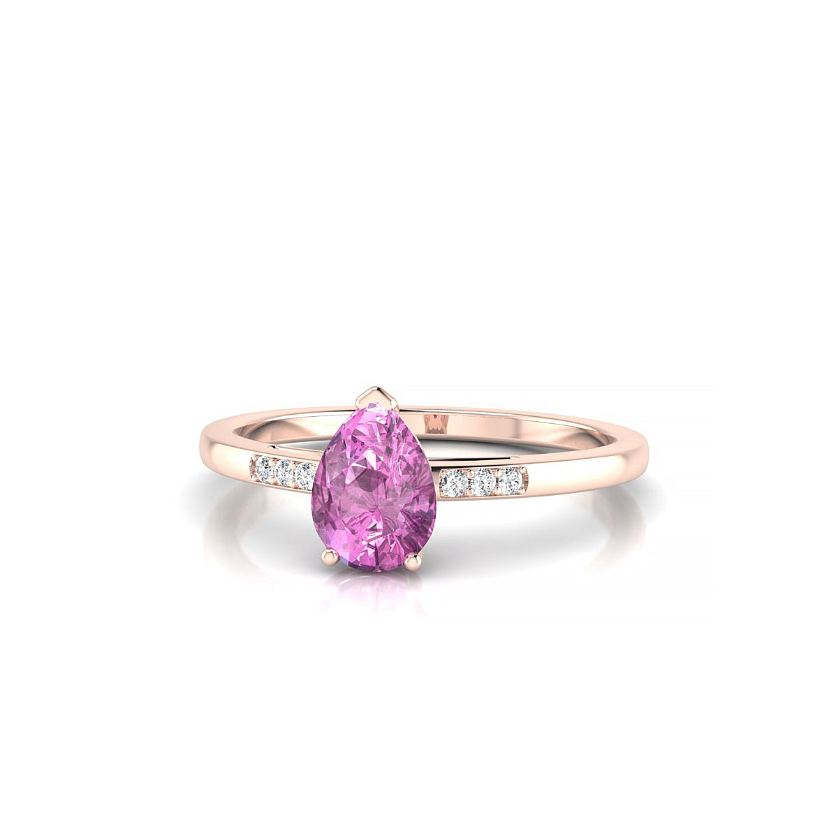 Exquisite | 18k Rose Gold 7 x 5 mm Pear Pink Sapphire Ring