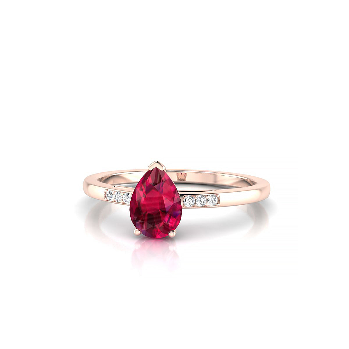 Exquisite | 18k Rose Gold 7 x 5 mm Pear Ruby Ring