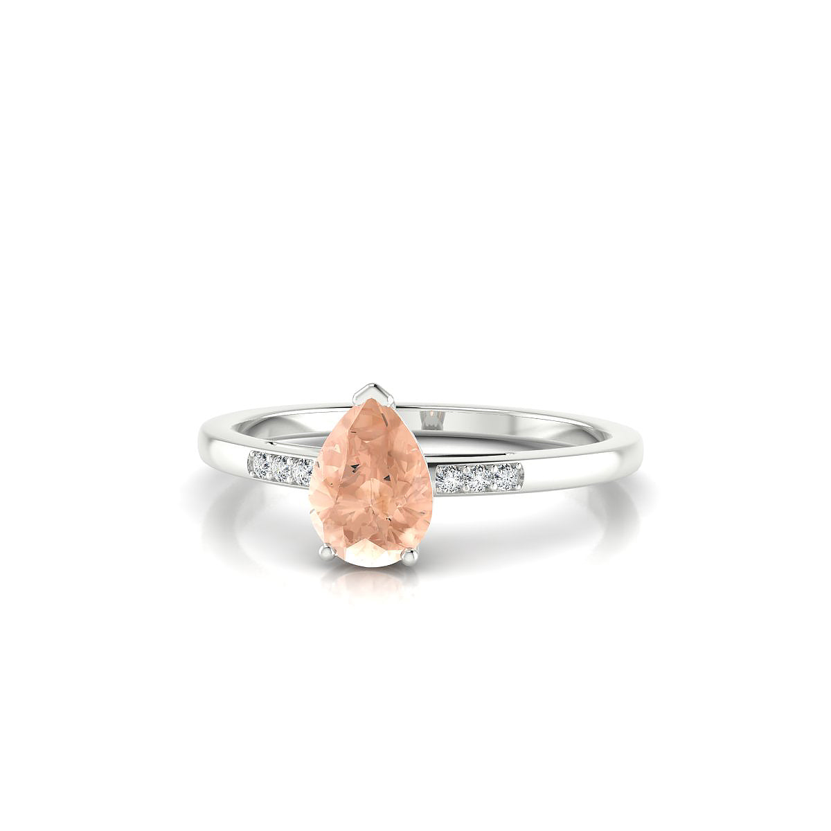 Exquisite | 18k White Gold 7 x 5 mm Pear Morganite Ring