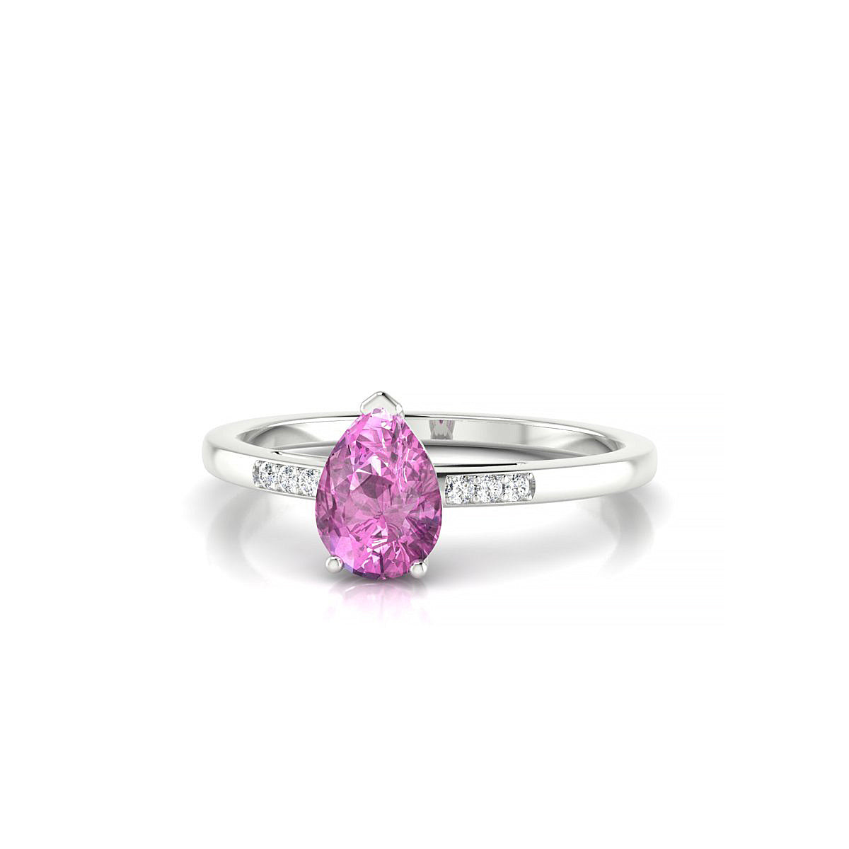 Exquisite | 18k White Gold 7 x 5 mm Pear Pink Sapphire Ring