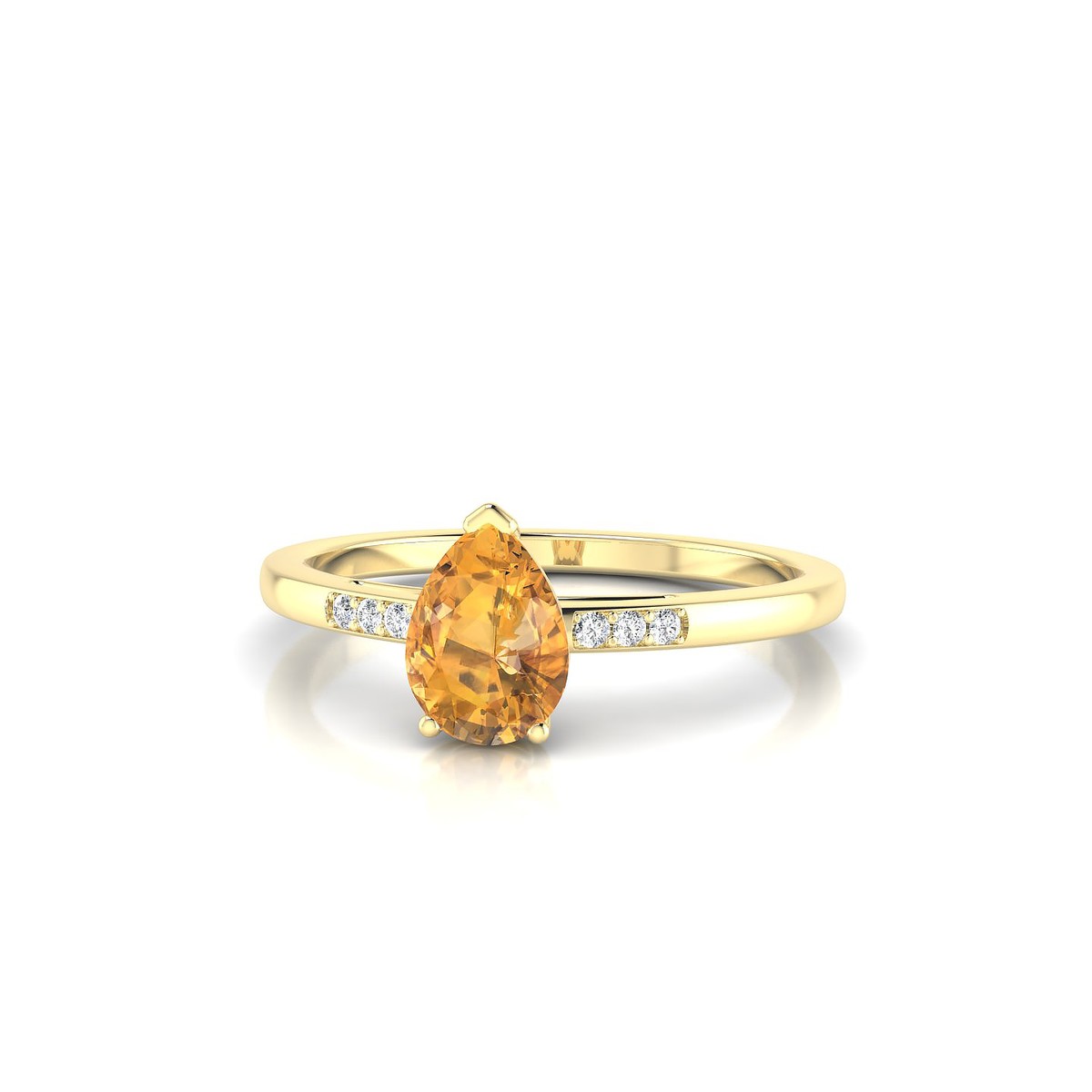 Exquisite | 18k Yellow Gold 7 x 5 mm Pear Citrine Ring
