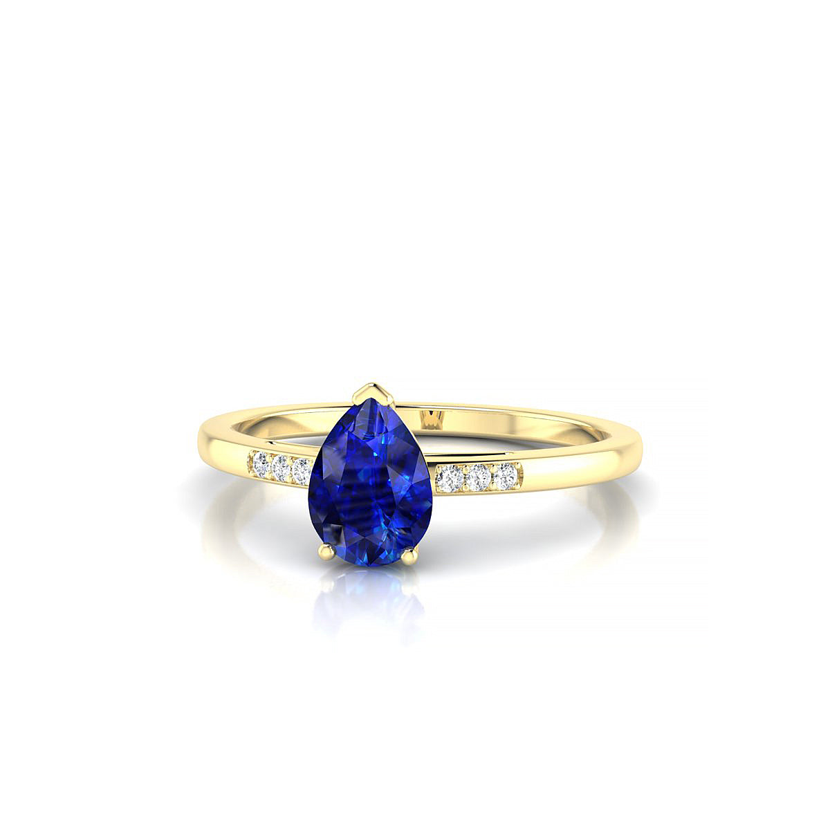 Exquisite | 18k Yellow Gold 7 x 5 mm Pear Sapphire Ring