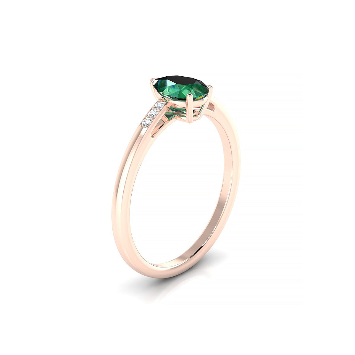 Exquisite | 18k Rose Gold 7 x 5 mm Pear Emerald Ring