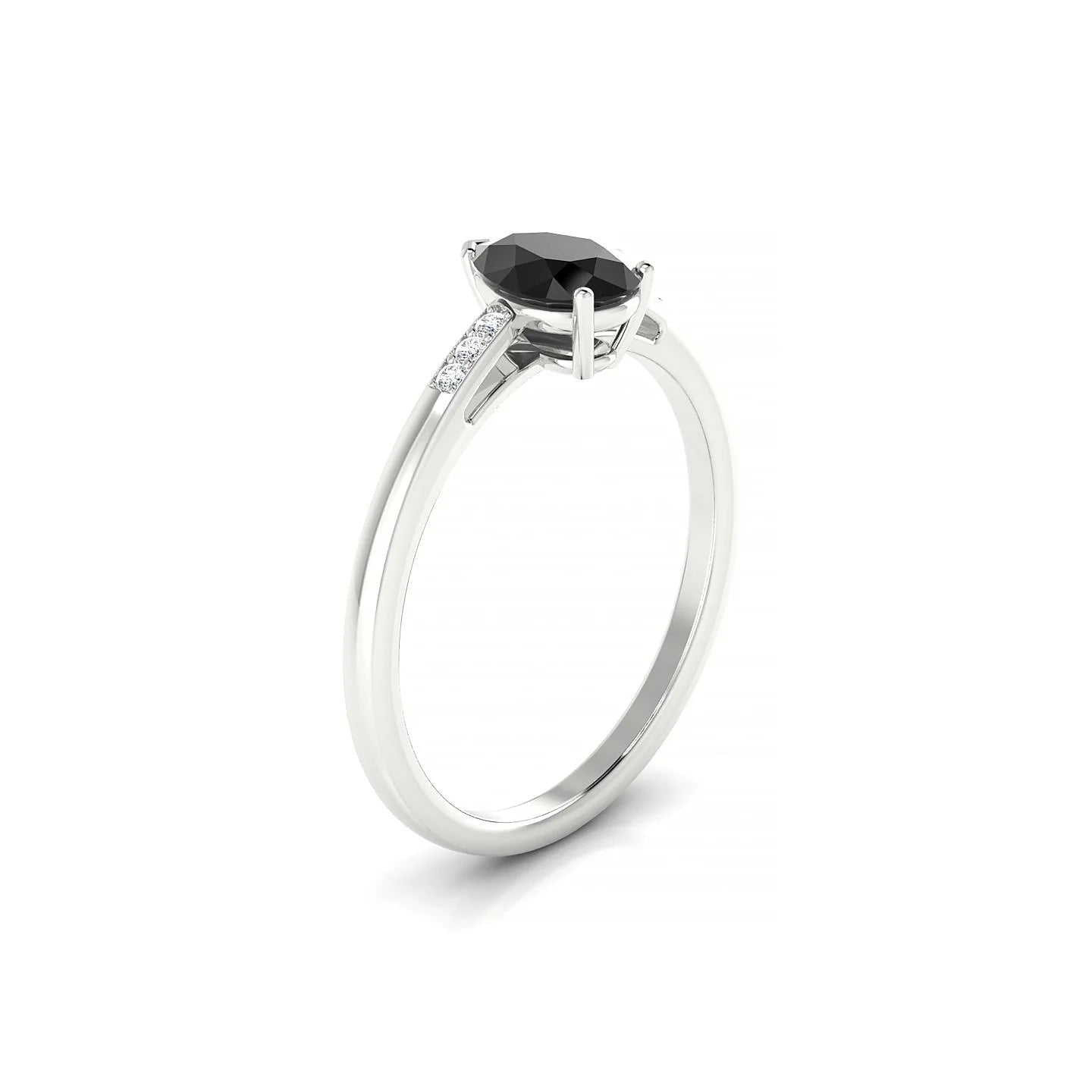 Exquisite | 18k White Gold 7 x 5 mm Pear Black Diamond Ring