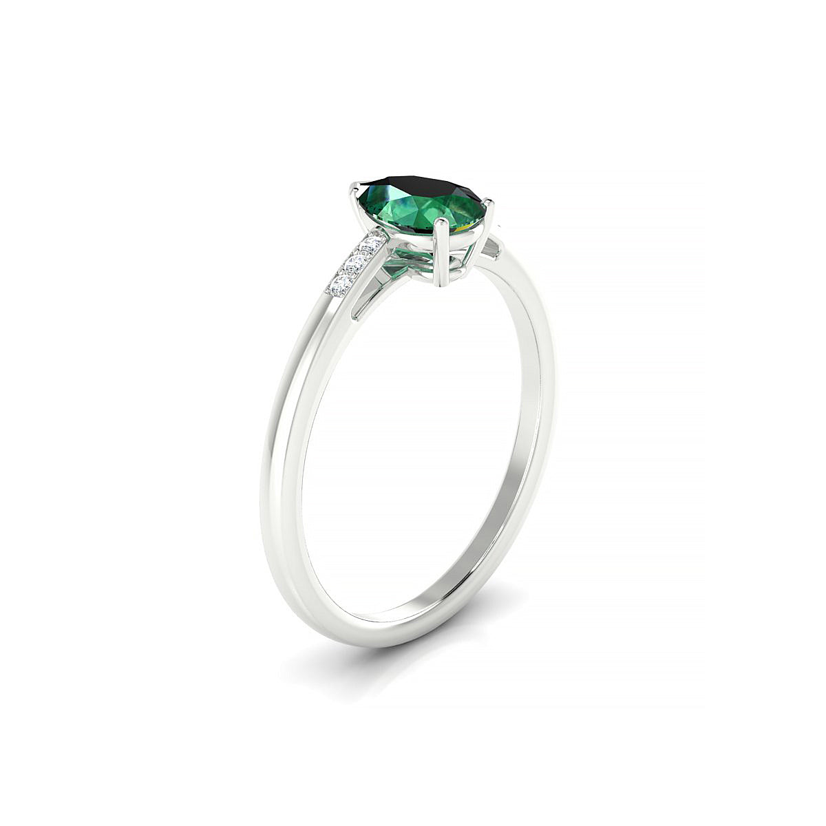 Exquisite | 18k White Gold 7 x 5 mm Pear Emerald Ring