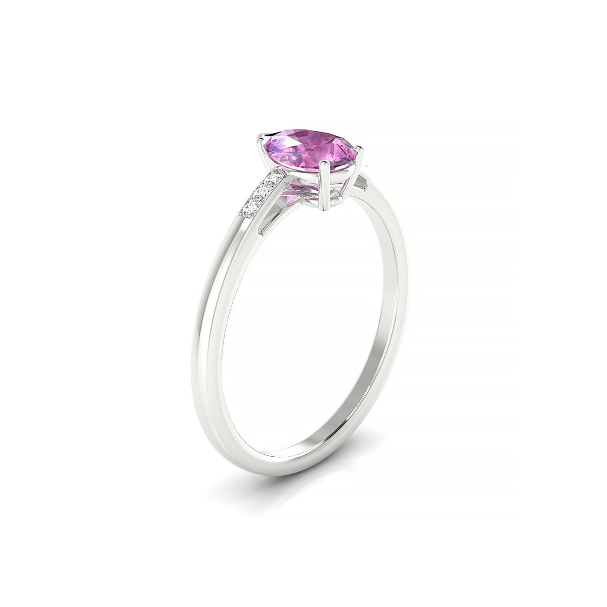 Exquisite | 18k White Gold 7 x 5 mm Pear Pink Sapphire Ring
