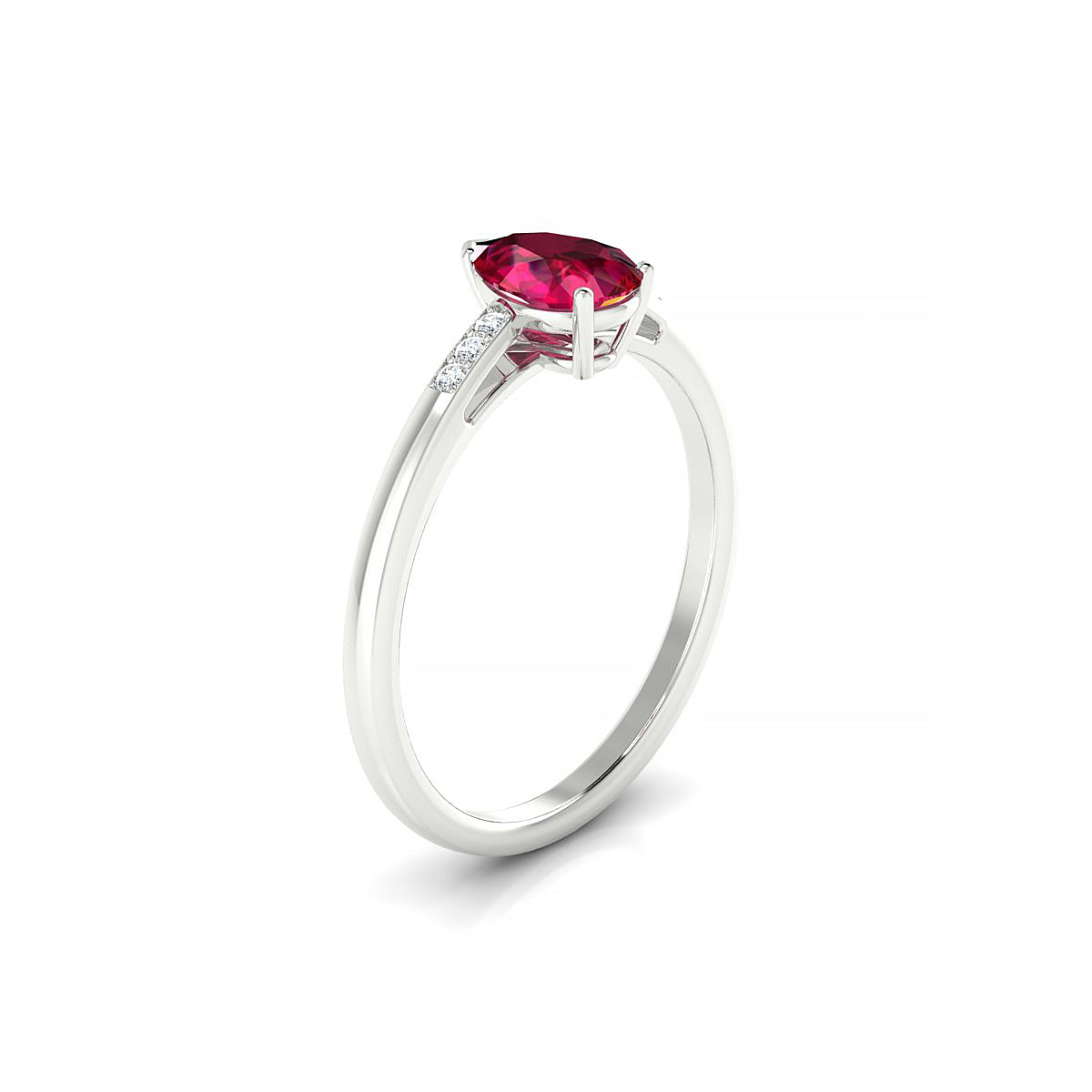 Exquisite | 18k White Gold 7 x 5 mm Pear Ruby Ring