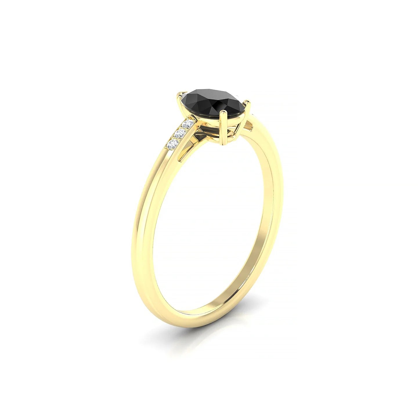 Exquisite | 18k Yellow Gold 7 x 5 mm Pear Black Diamond Ring