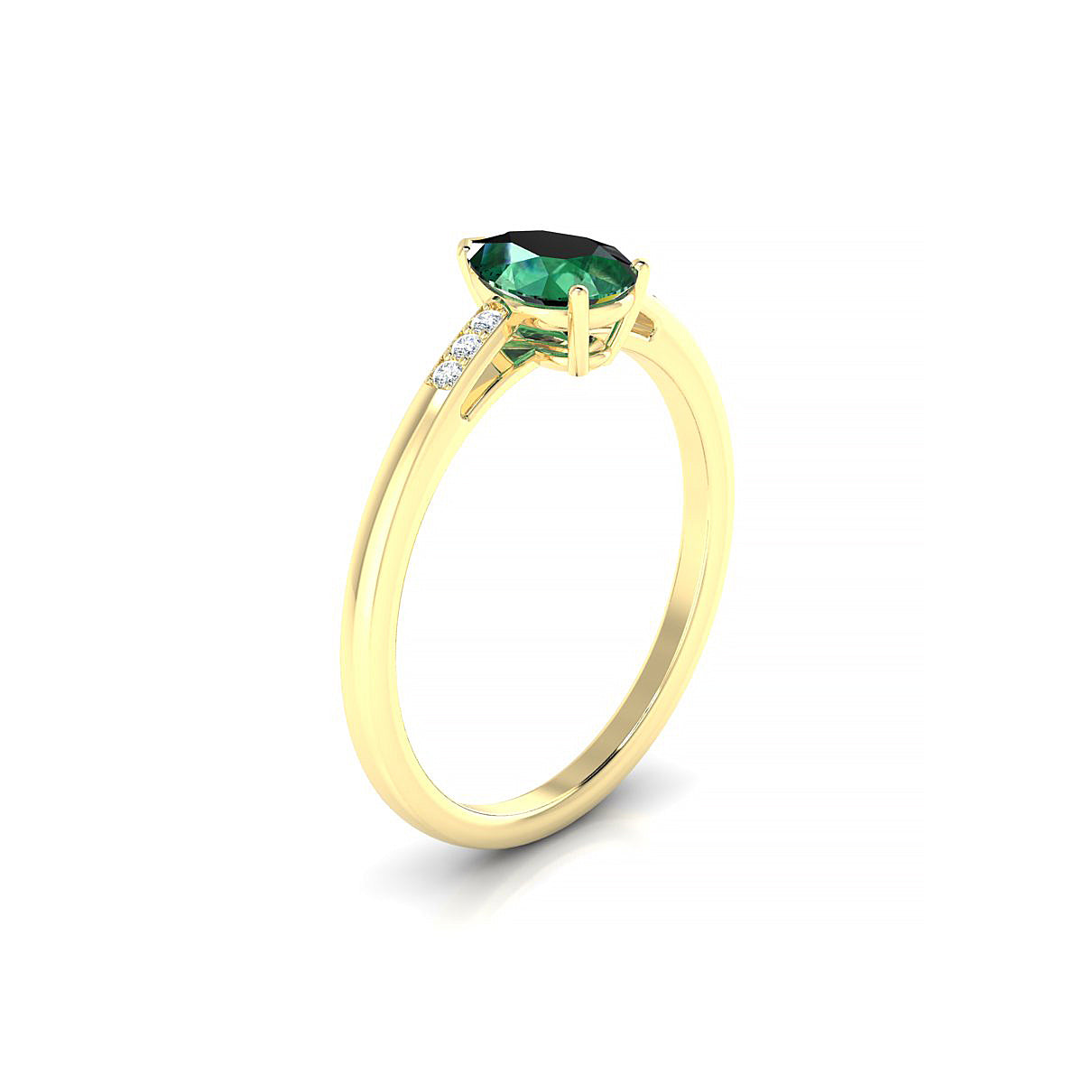 Exquisite | 18k Yellow Gold 7 x 5 mm Pear Emerald Ring