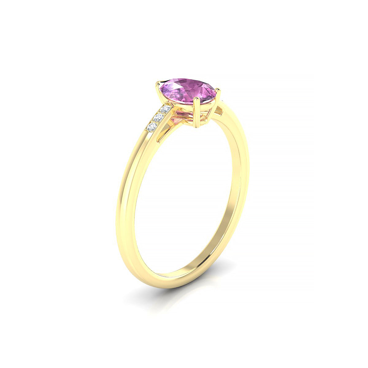 Exquisite | 18k Yellow Gold 7 x 5 mm Pear Pink Sapphire Ring