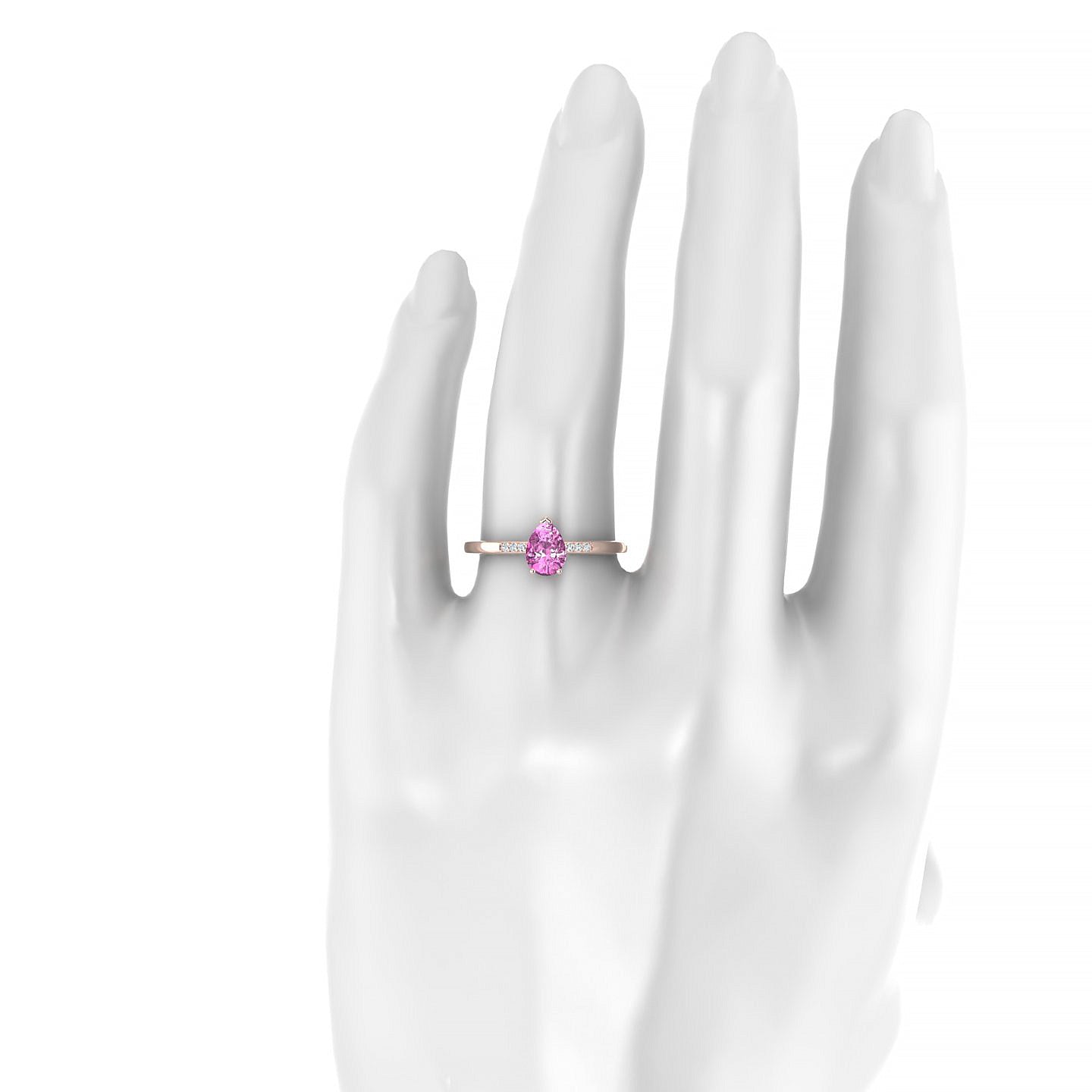 Exquisite | 18k Rose Gold 7 x 5 mm Pear Pink Sapphire Ring