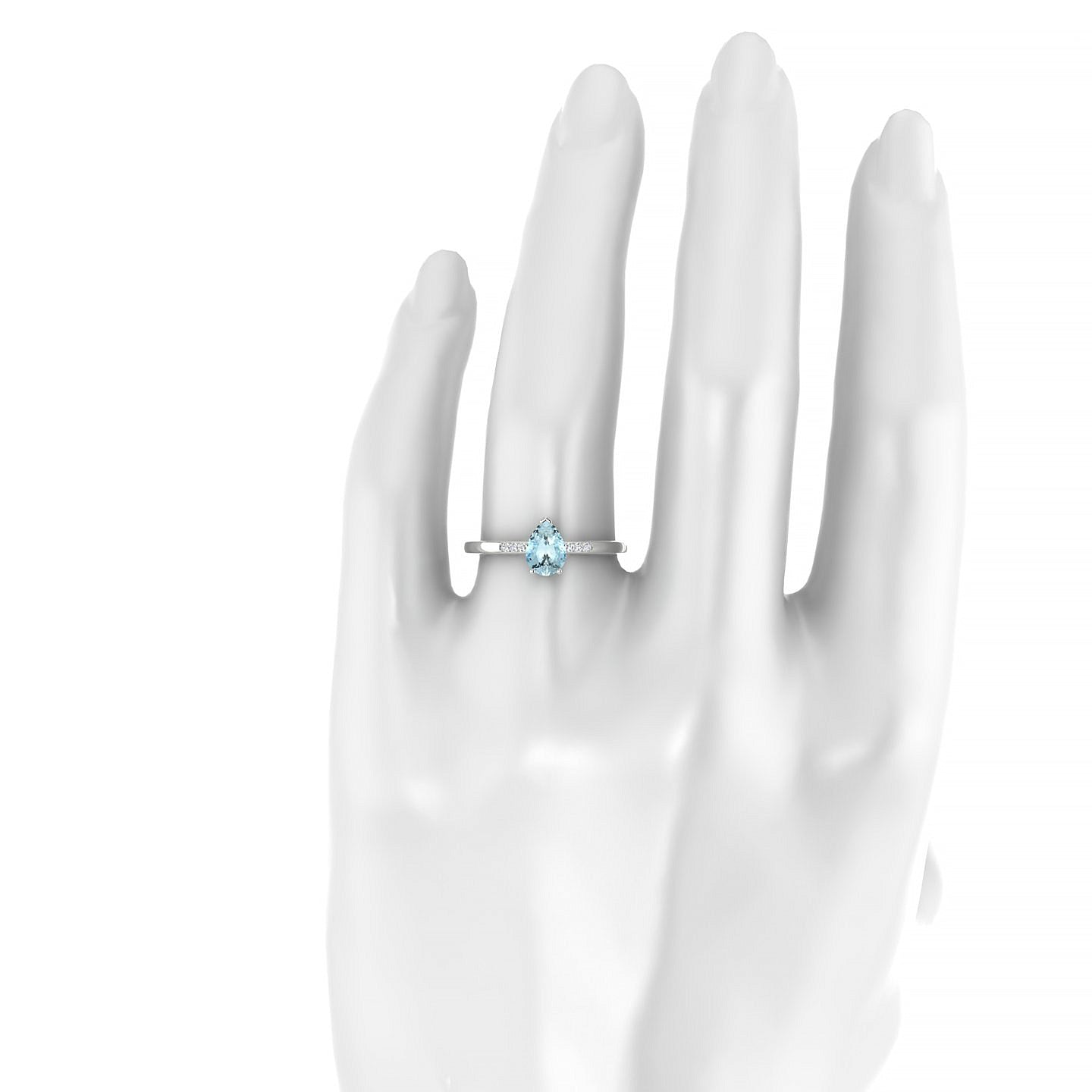 Exquisite | 18k White Gold 7 x 5 mm Pear Aquamarine Ring