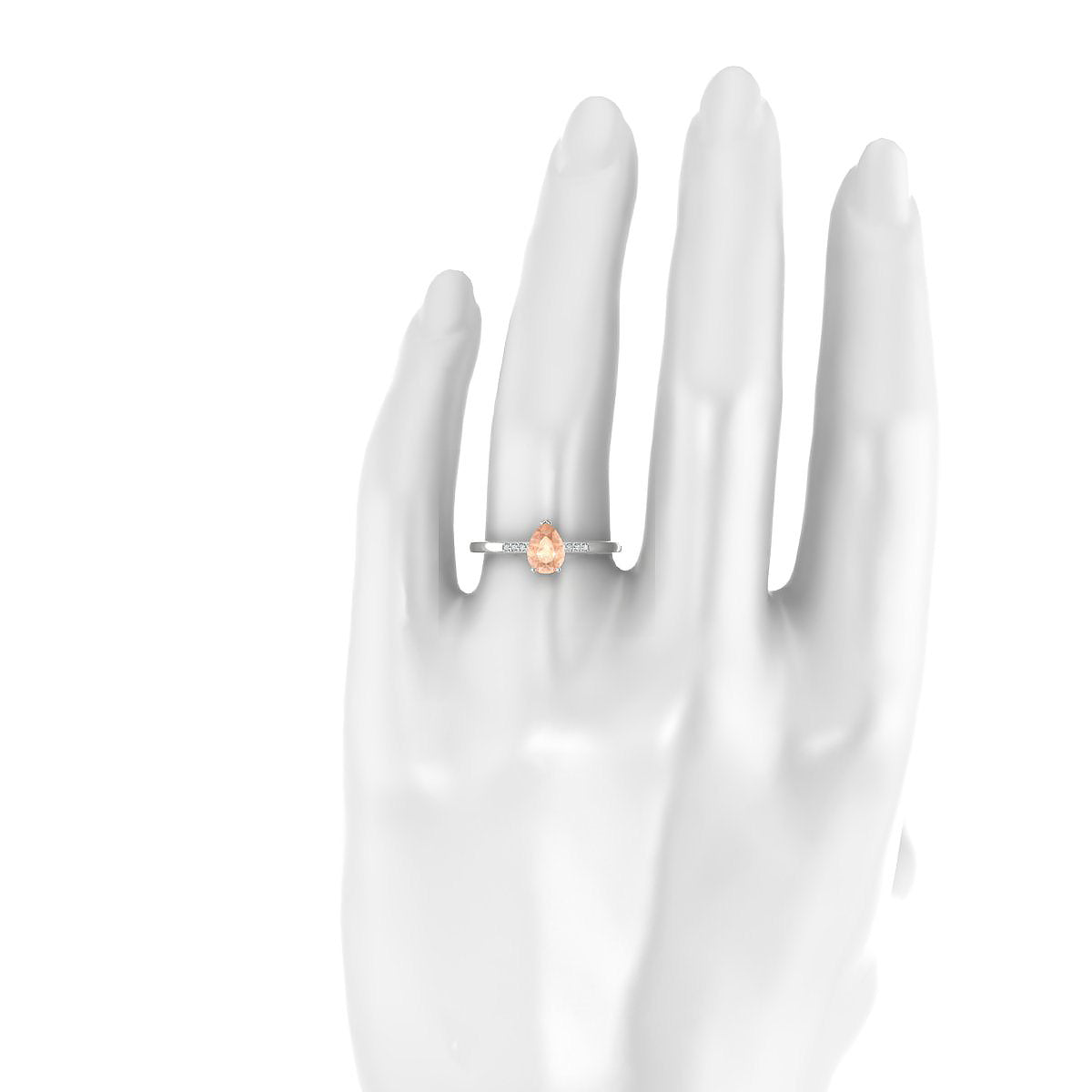 Exquisite | 18k White Gold 7 x 5 mm Pear Morganite Ring