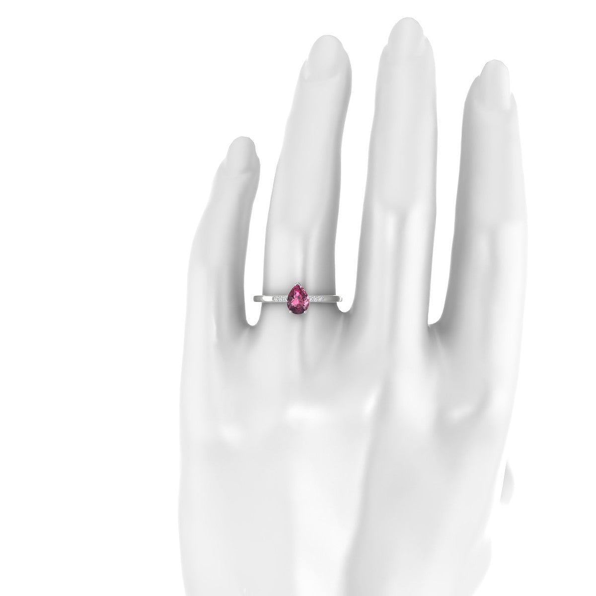 Exquisite | 18k White Gold 7 x 5 mm Pear Rhodolite Ring