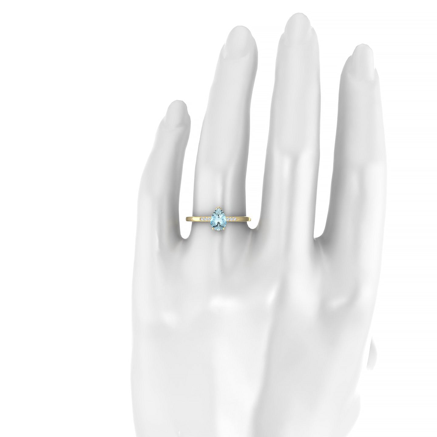 Exquisite | 18k Yellow Gold 7 x 5 mm Pear Aquamarine Ring