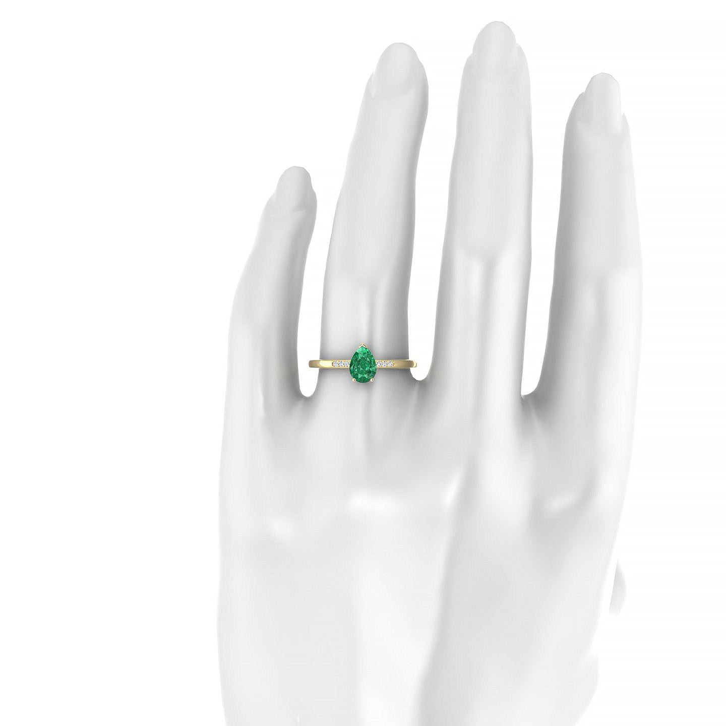 Exquisite | 18k Yellow Gold 7 x 5 mm Pear Emerald Ring