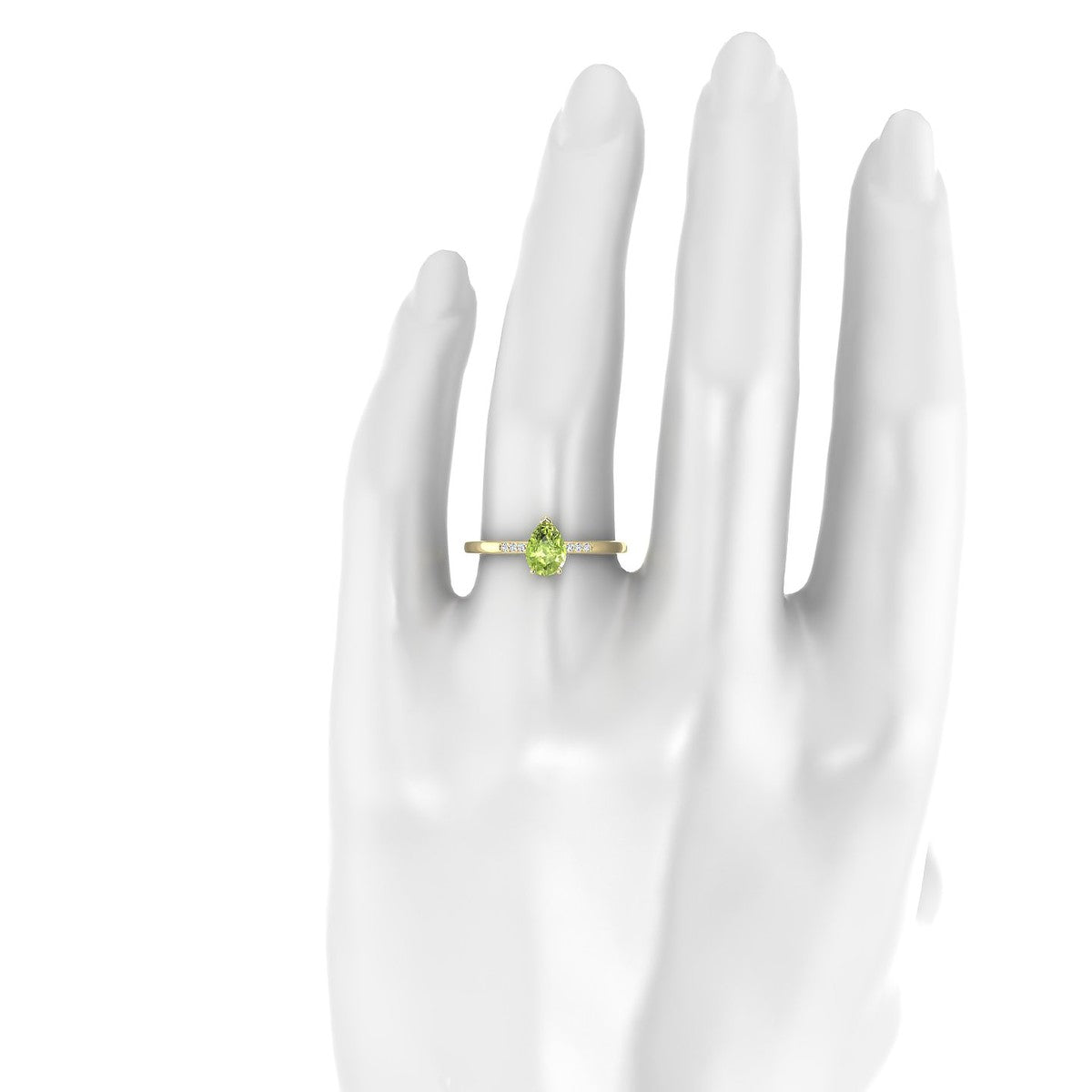 Exquisite | 18k Yellow Gold 7 x 5 mm Pear Peridot Ring