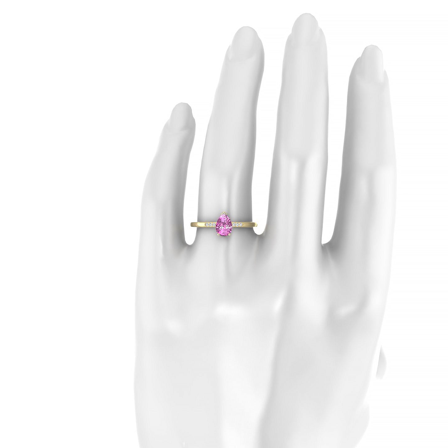 Exquisite | 18k Yellow Gold 7 x 5 mm Pear Pink Sapphire Ring