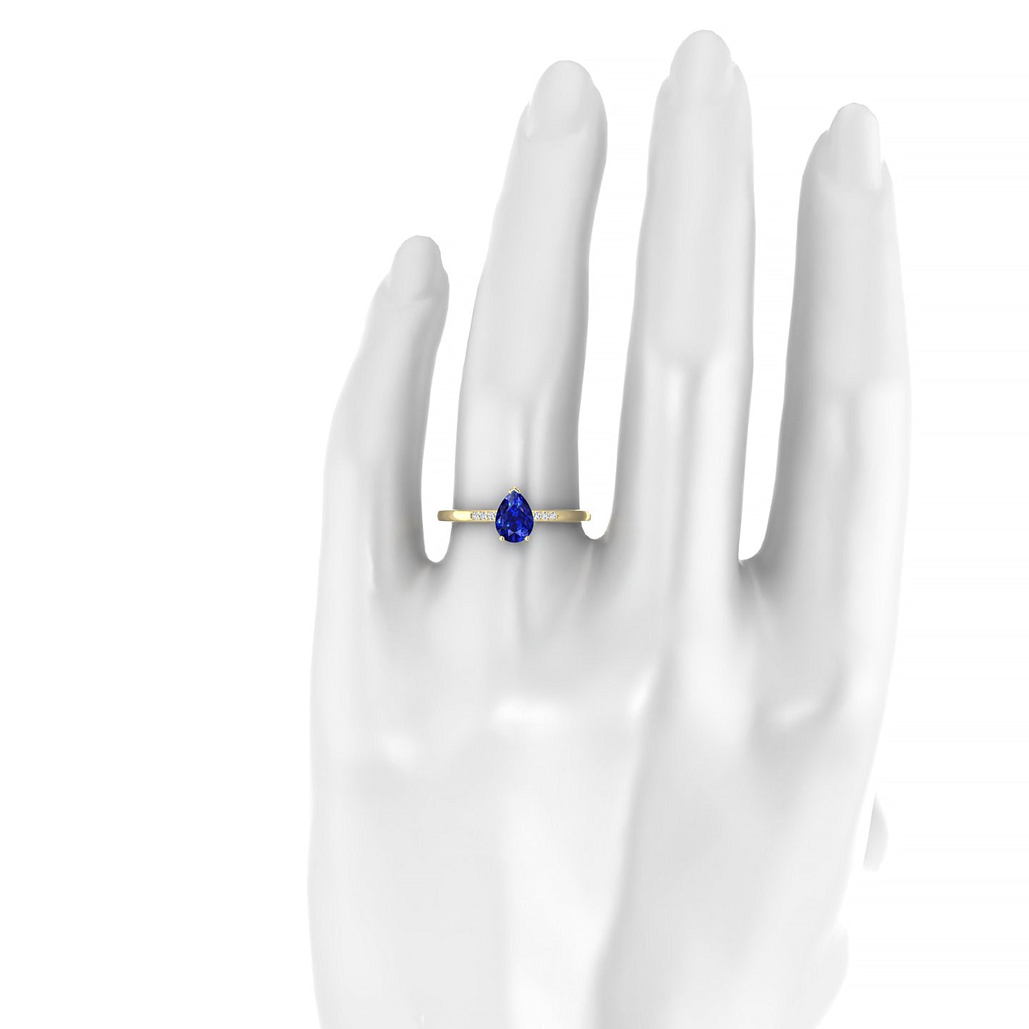 Exquisite | 18k Yellow Gold 7 x 5 mm Pear Sapphire Ring