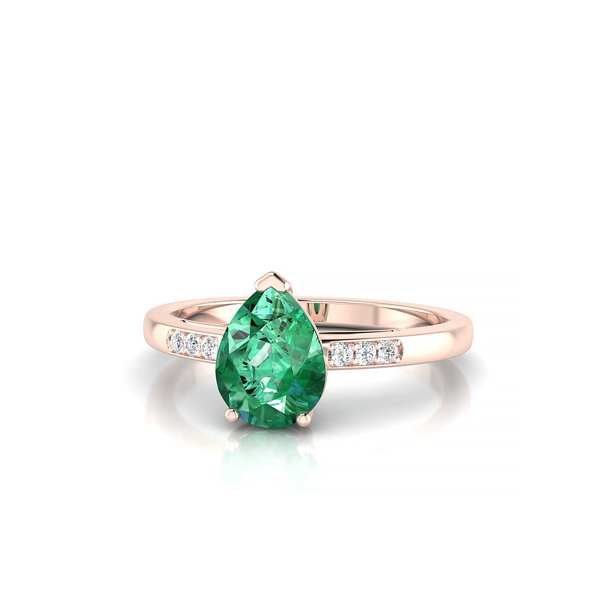 Exquisite | 18k Rose Gold 8 x 6 mm Pear Emerald Ring