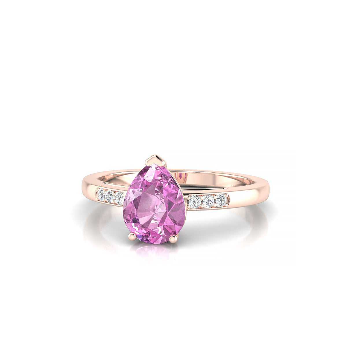 Exquisite | 18k Rose Gold 8 x 6 mm Pear Pink Sapphire Ring