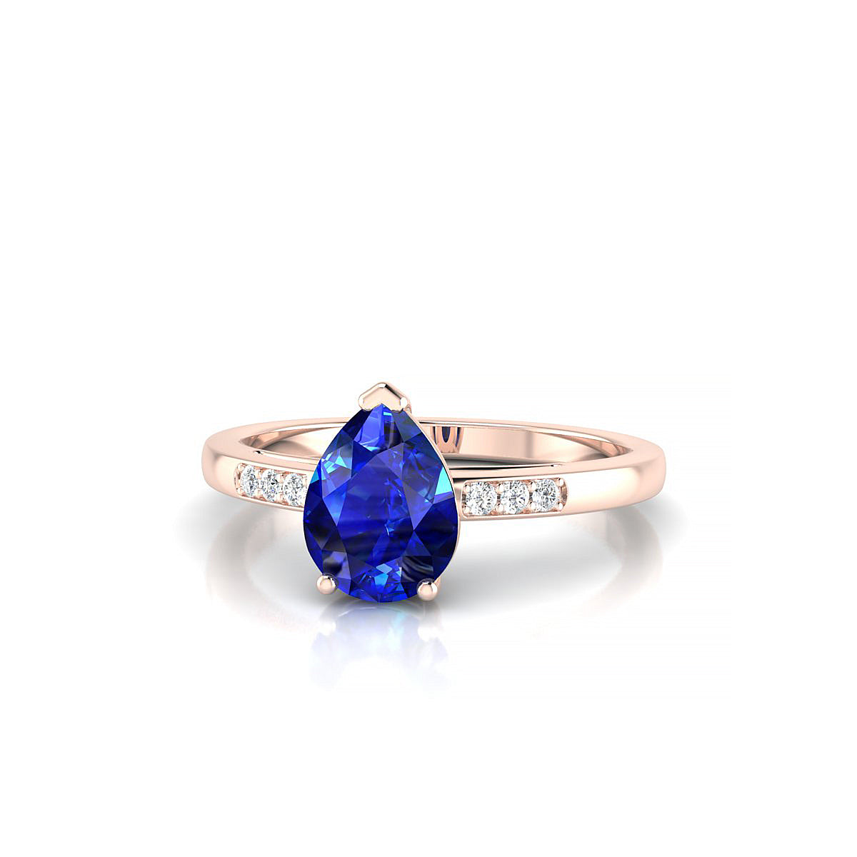 Exquisite | 18k Rose Gold 8 x 6 mm Pear Sapphire Ring