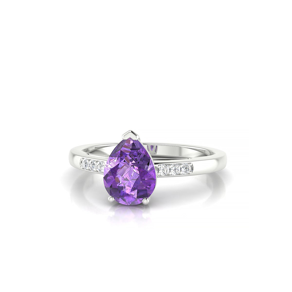 Exquisite | 18k White Gold 8 x 6 mm Pear Amethyst Ring