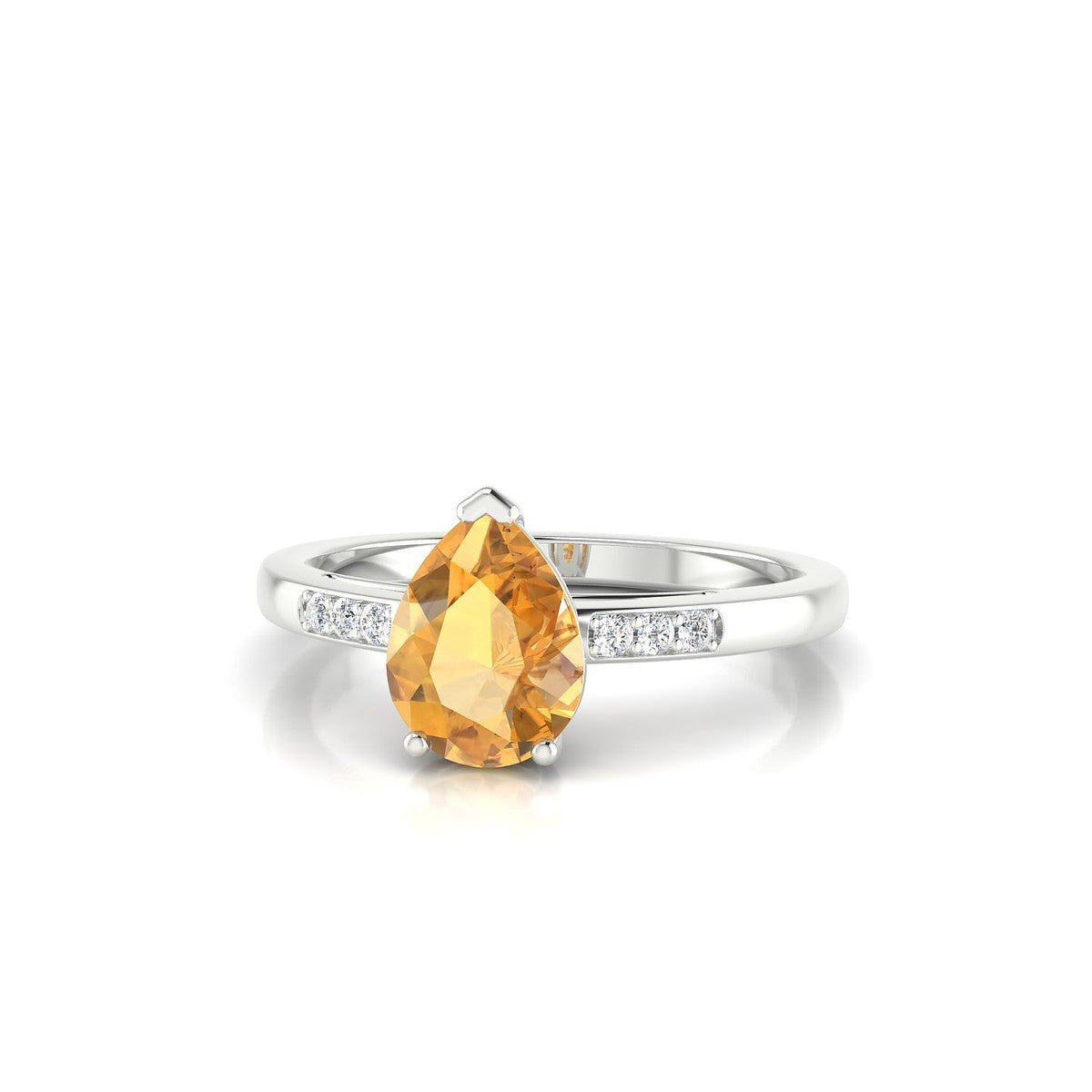Exquisite | 18k White Gold 8 x 6 mm Pear Citrine Ring