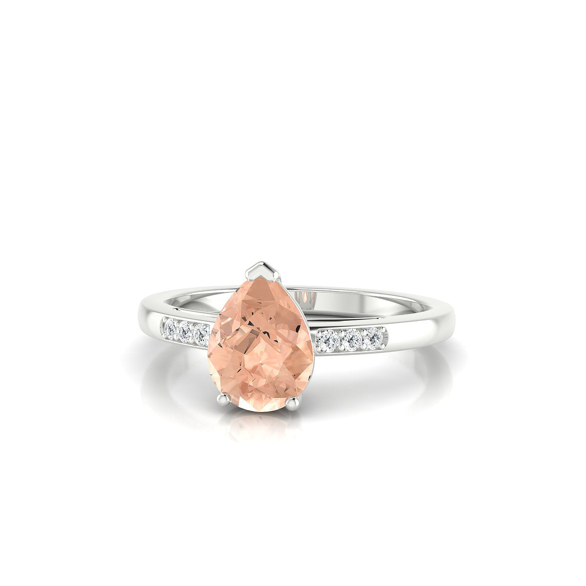 Exquisite | 18k White Gold 8 x 6 mm Pear Morganite Ring