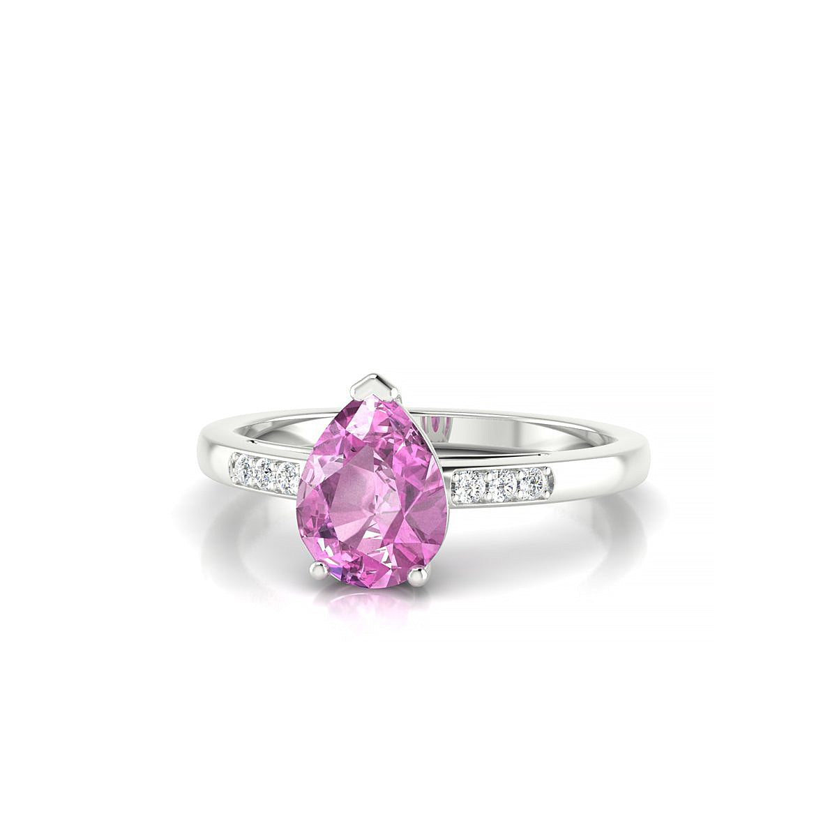 Exquisite | 18k White Gold 8 x 6 mm Pear Pink Sapphire Ring