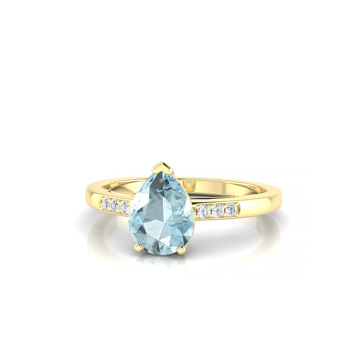 Exquisite | 18k Yellow Gold 8 x 6 mm Pear Aquamarine Ring