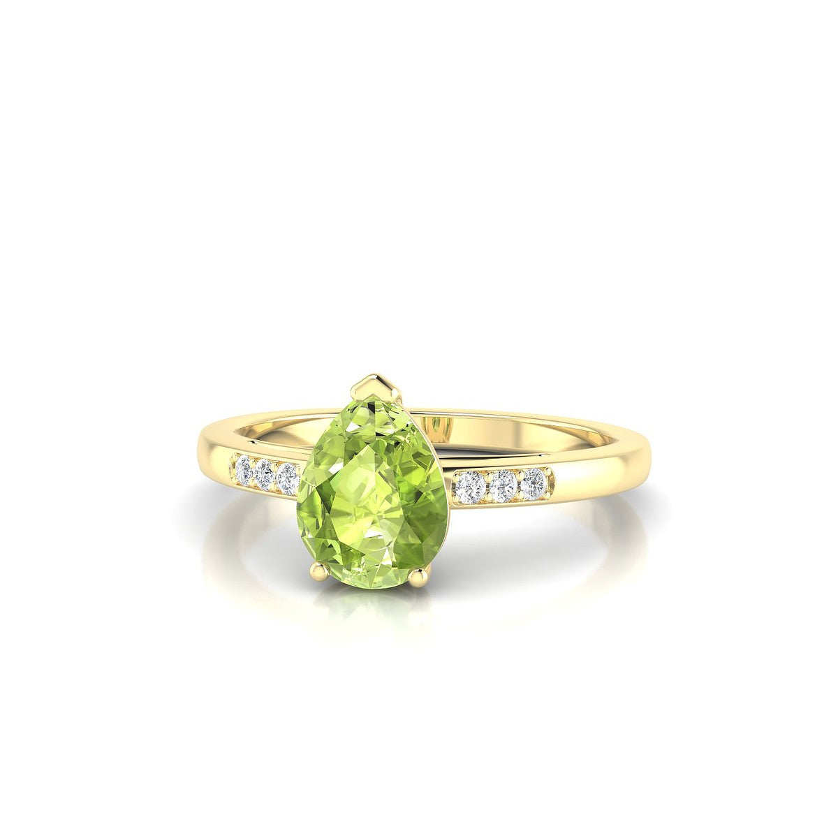 Exquisite | 18k Yellow Gold 8 x 6 mm Pear Peridot Ring