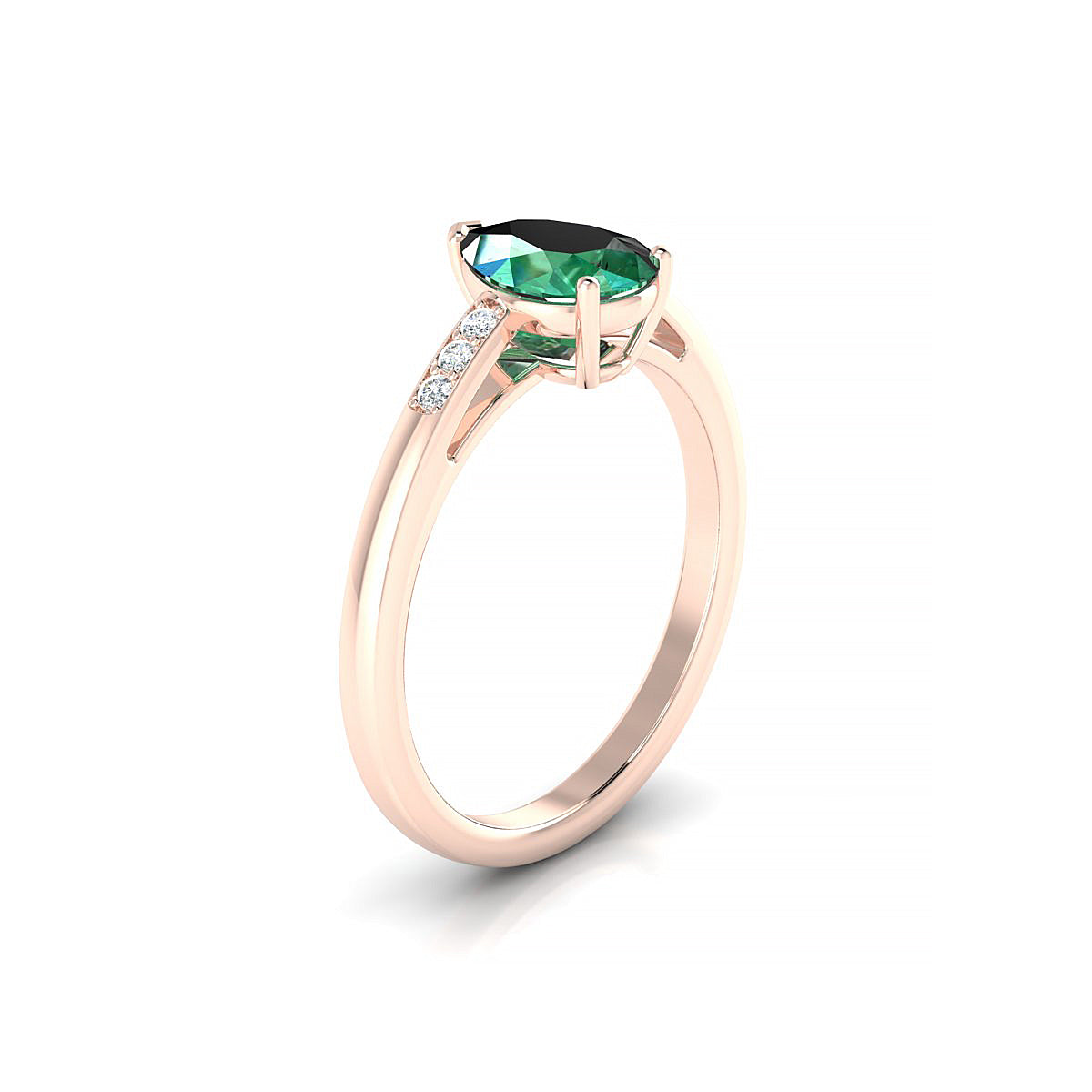 Exquisite | 18k Rose Gold 8 x 6 mm Pear Emerald Ring