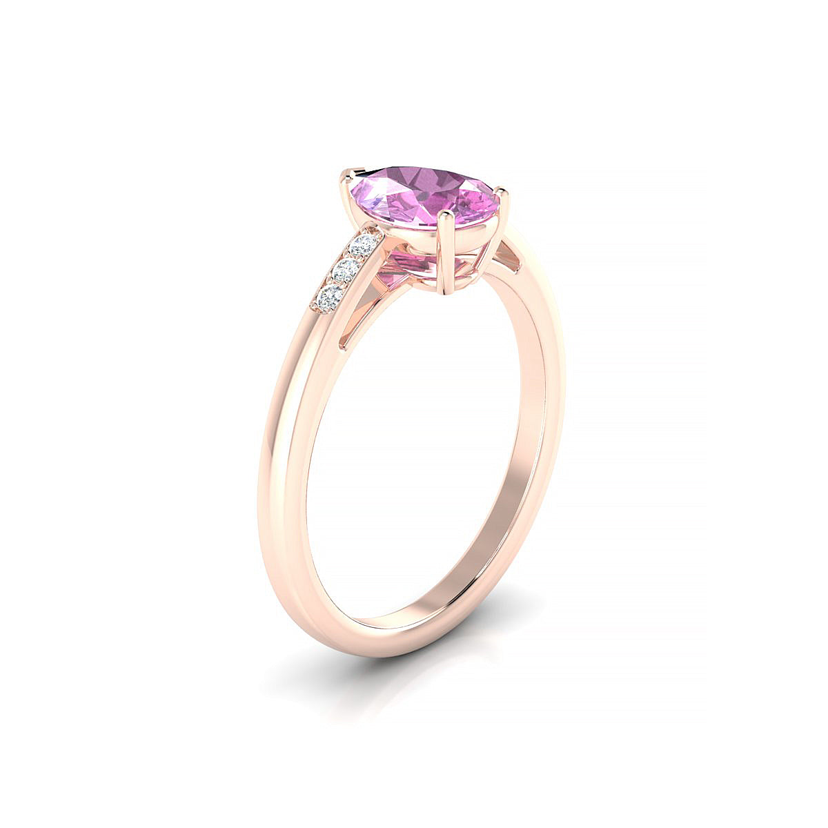 Exquisite | 18k Rose Gold 8 x 6 mm Pear Pink Sapphire Ring
