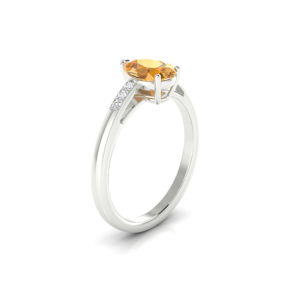 Exquisite | 18k White Gold 8 x 6 mm Pear Citrine Ring