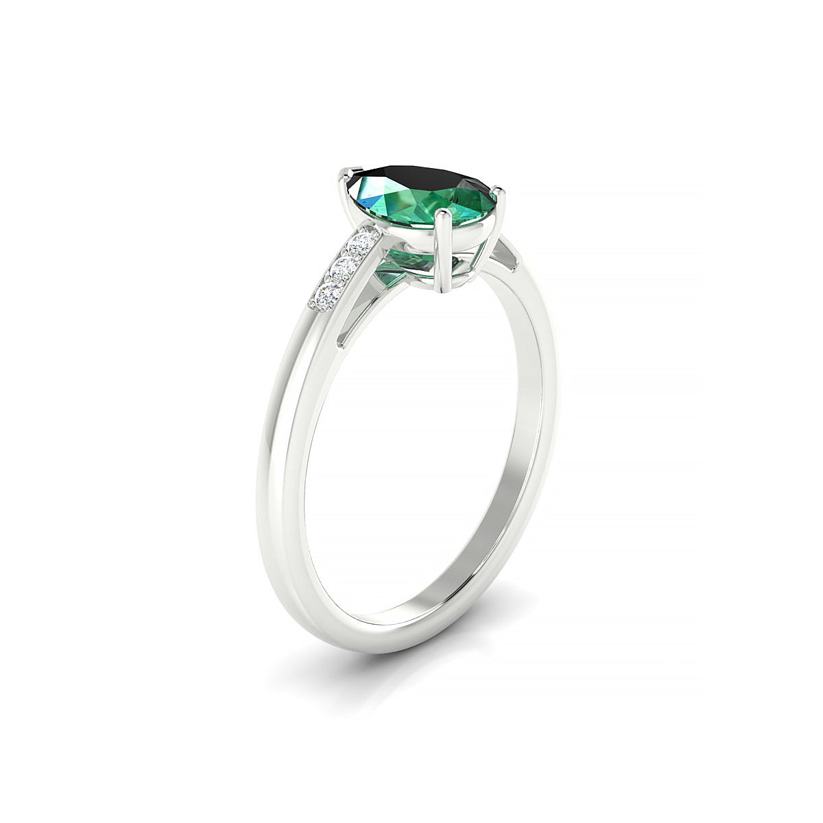 Exquisite | 18k White Gold 8 x 6 mm Pear Emerald Ring