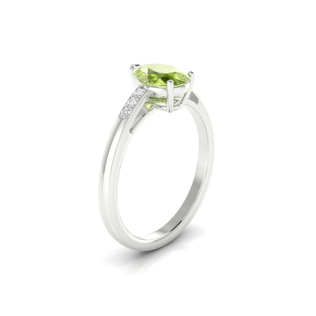 Exquisite | 18k White Gold 8 x 6 mm Pear Peridot Ring