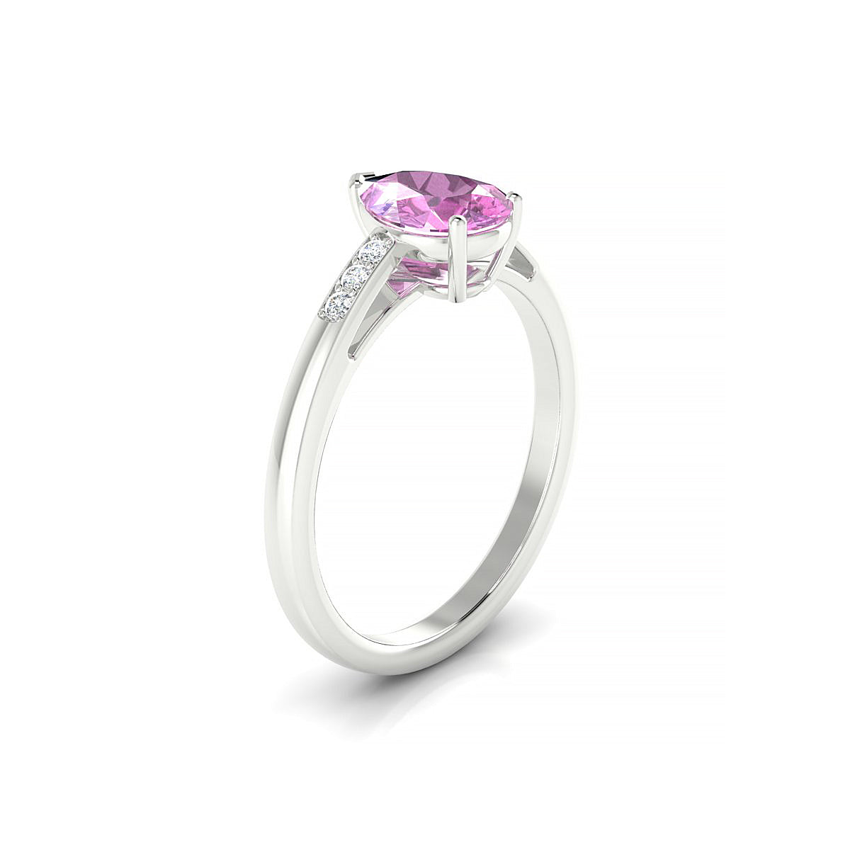 Exquisite | 18k White Gold 8 x 6 mm Pear Pink Sapphire Ring
