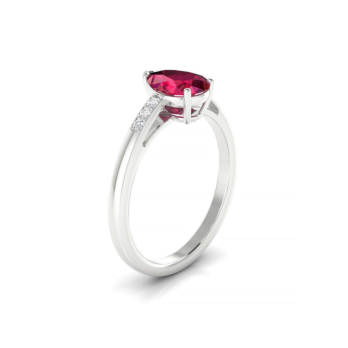 Exquisite | 18k White Gold 8 x 6 mm Pear Ruby Ring