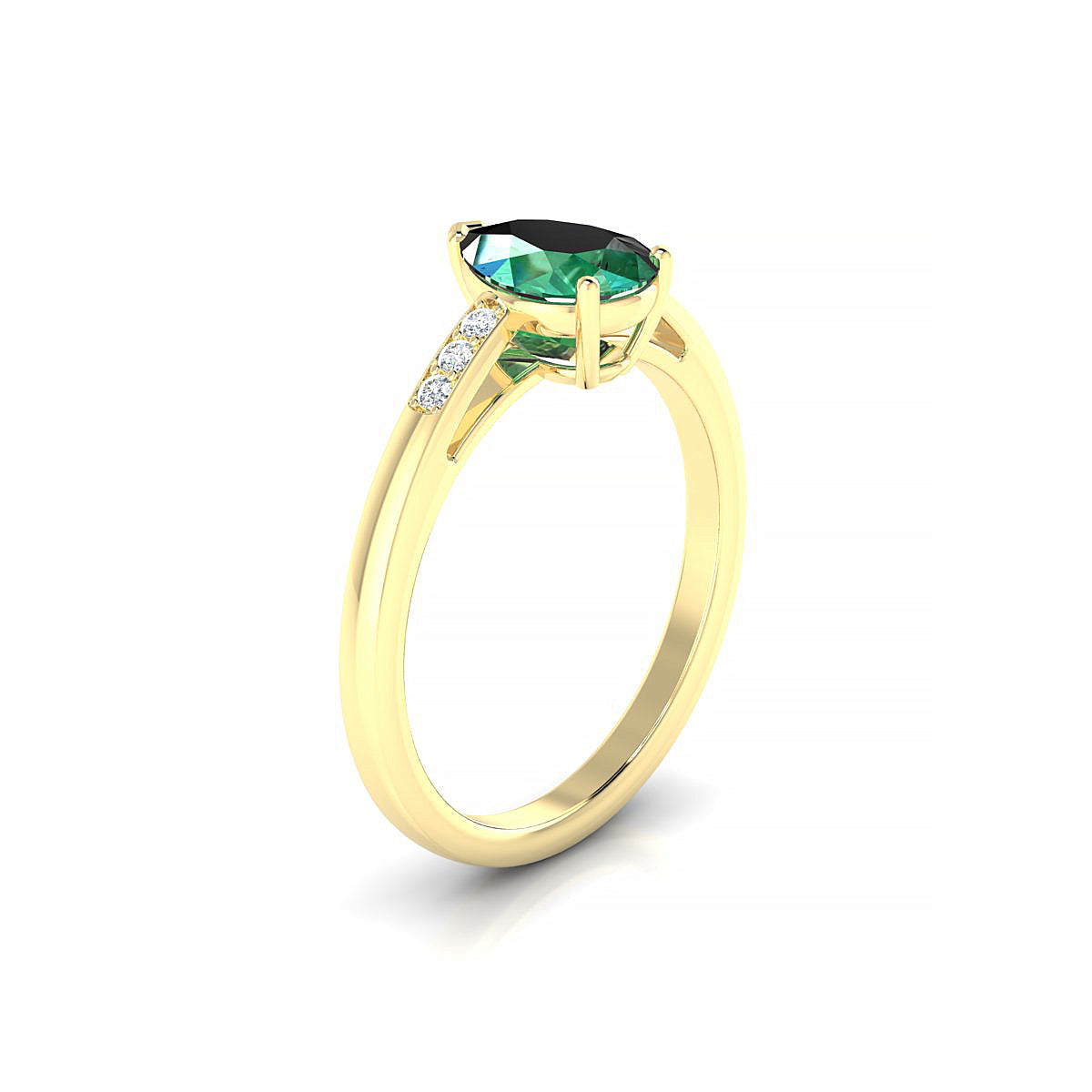 Exquisite | 18k Yellow Gold 8 x 6 mm Pear Emerald Ring