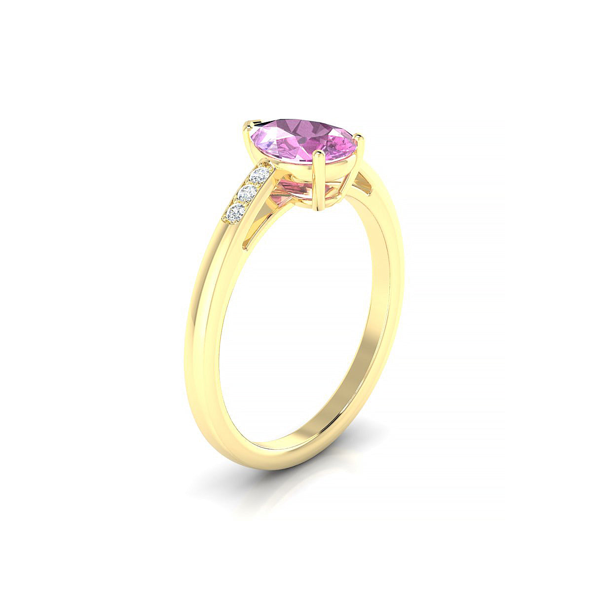 Exquisite | 18k Yellow Gold 8 x 6 mm Pear Pink Sapphire Ring