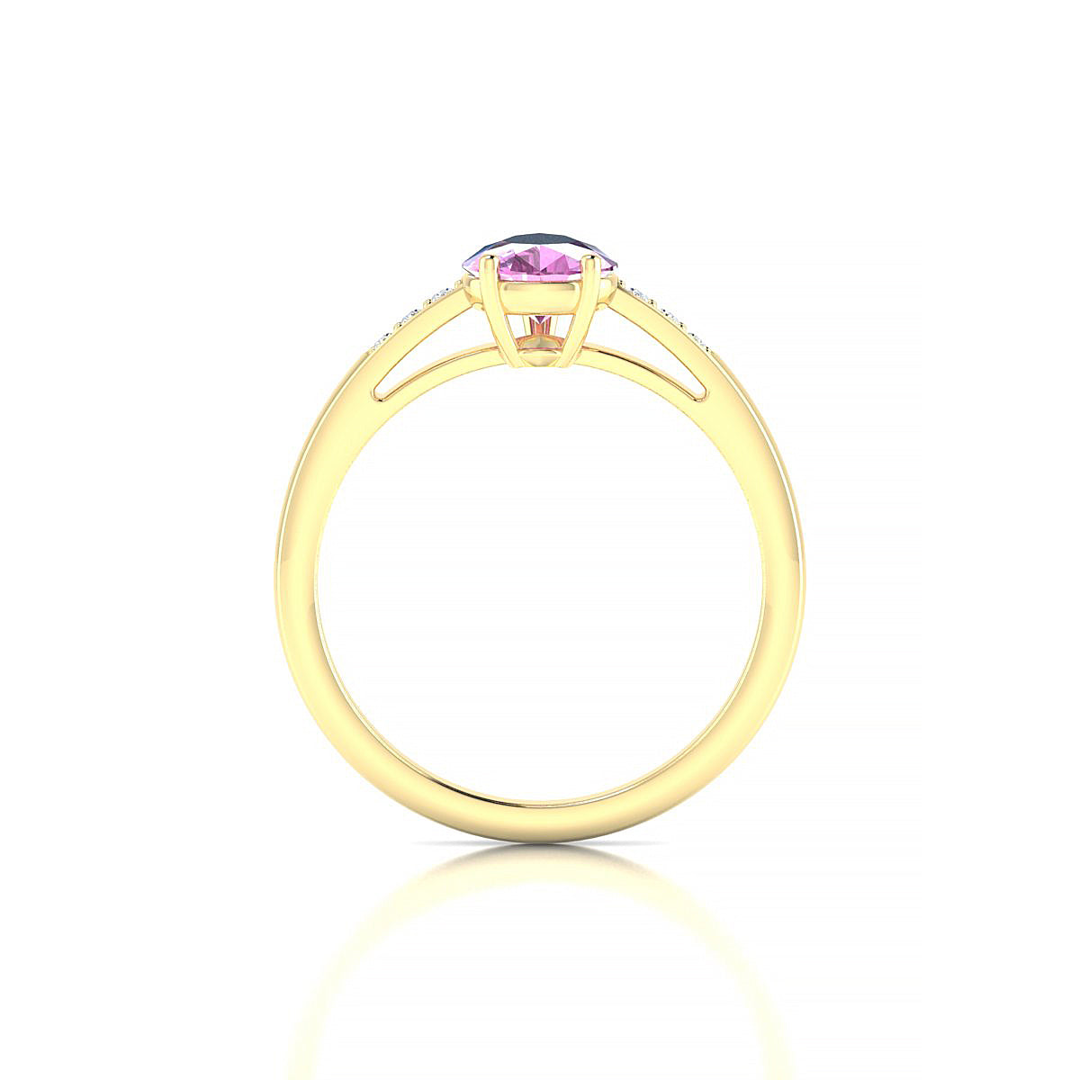 Exquisite | 18k Yellow Gold 8 x 6 mm Pear Pink Sapphire Ring
