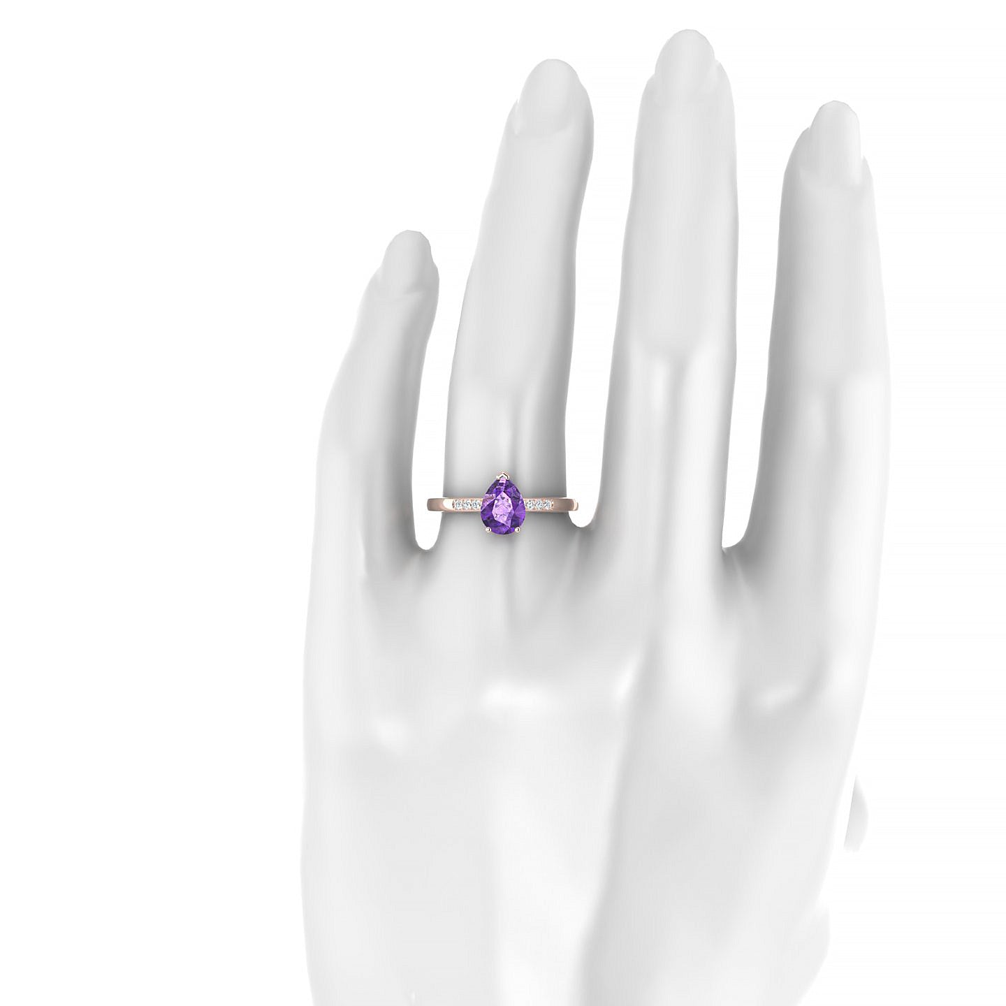 Exquisite | 18k Rose Gold 8 x 6 mm Pear Amethyst Ring