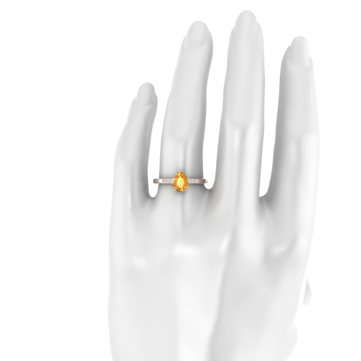 Exquisite | 18k Rose Gold 8 x 6 mm Pear Citrine Ring