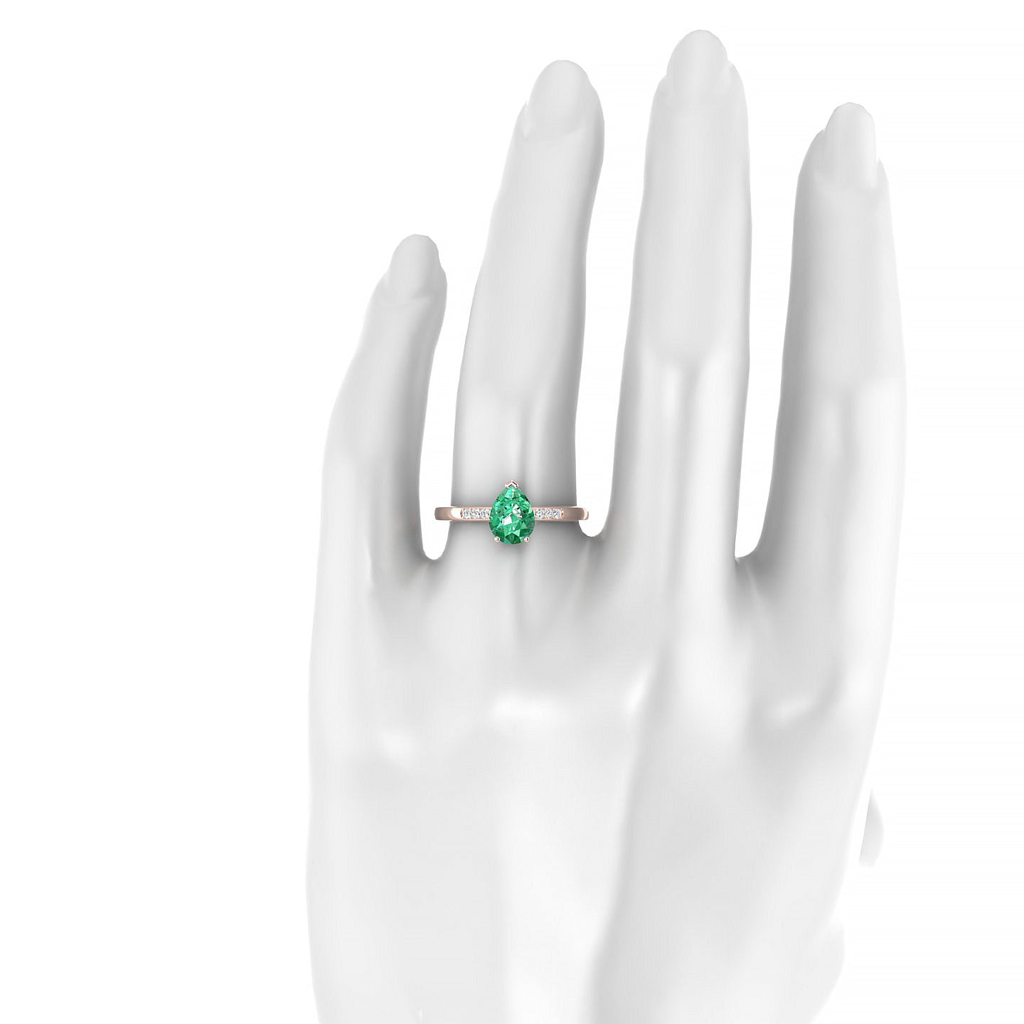 Exquisite | 18k Rose Gold 8 x 6 mm Pear Emerald Ring