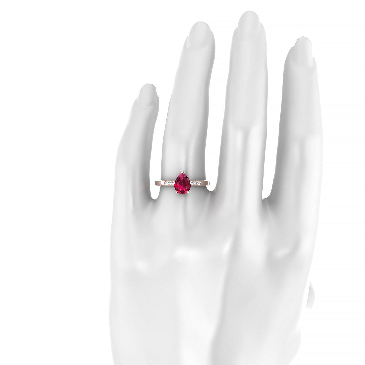 Exquisite | 18k Rose Gold 8 x 6 mm Pear Ruby Ring