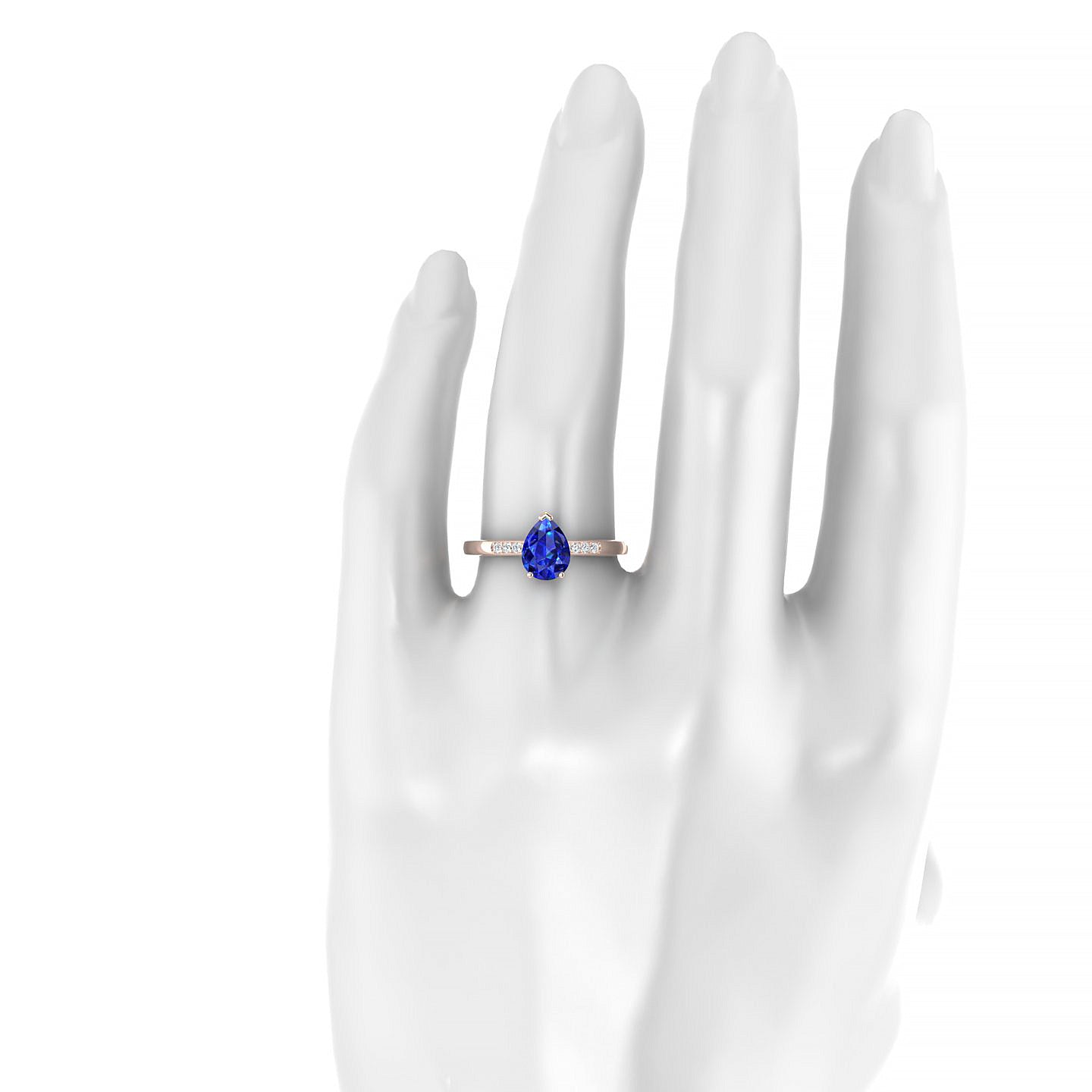 Exquisite | 18k Rose Gold 8 x 6 mm Pear Sapphire Ring